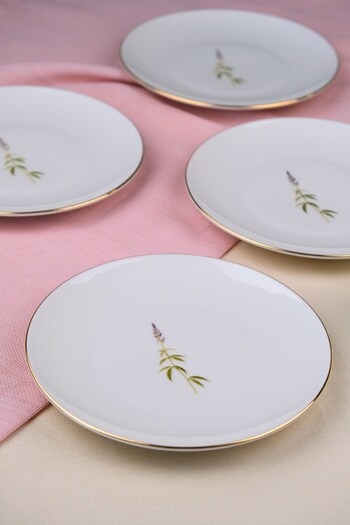 tabakevi Tabak Evi Porcelain Natura Cluster Gold Gilded Cake Plate 20.50cm Set of 4