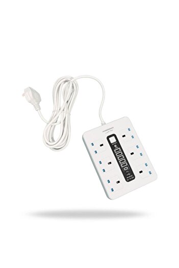 powermax 12-in-1 Power Strip Extension Cable 6 AC outlet, 5 USB, 1 Type-C. 5-Mtr heavy duty 2500W (110V–220V)