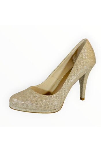 Marks & Spencer Elegant High-Heeled Shoes M&S Collection Lurex Gold Size 39 EU