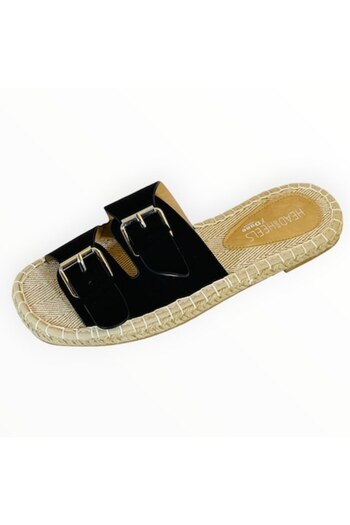 Head over Heels by Dune Head Over Heels Black Suedette Sandals with Buckle, Size 39