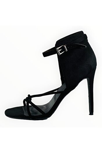 Missguided Women's Heeled Sandals, Suedette Black, Size 40 EU