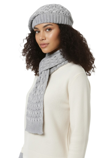 derikem Women's Winter Knitted Beanie, Scarf and Gloves Set