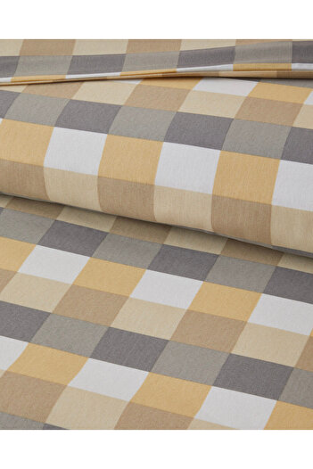English Home Cuby Easy-Iron Single Duvet Cover Set 160X220 cm Grey-Mustard
