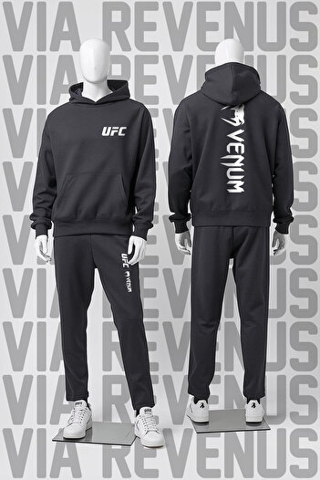 Vordevia Ufc Printed Hooded Sweatshirt and Sweatpants Unisex Sports Set