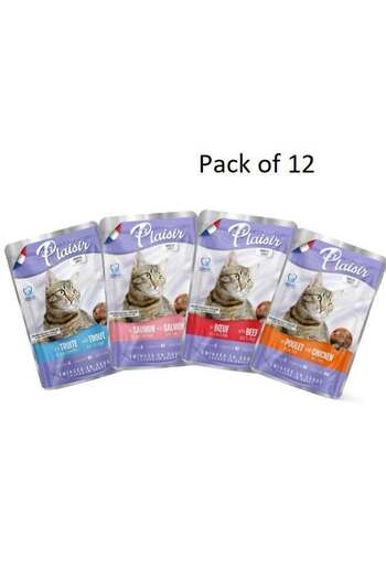 Plaisir Chunks In Gravy Wet Cat Food Assorted Pack Of 12 100grams
