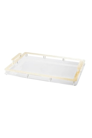 ORIAN Acrylic rectangular serving tray, transparent, beige frame, size 40*30 cm