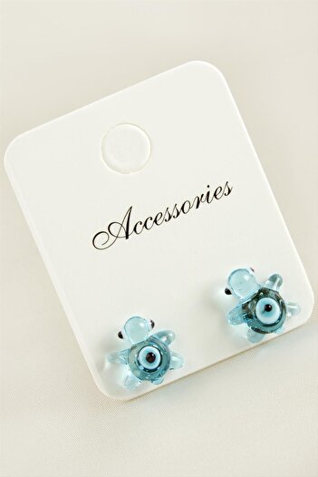 ZERO LAND Msa-Shop Turtle Glass Earrings-Light Blue