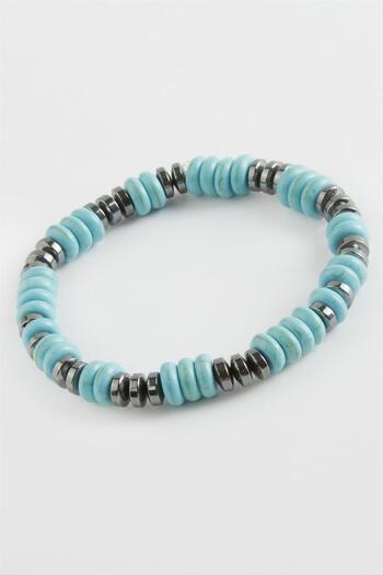 ZERO LAND Msa-Shop Hematite Turquoise Natural Stone Bracelet-Turquoise