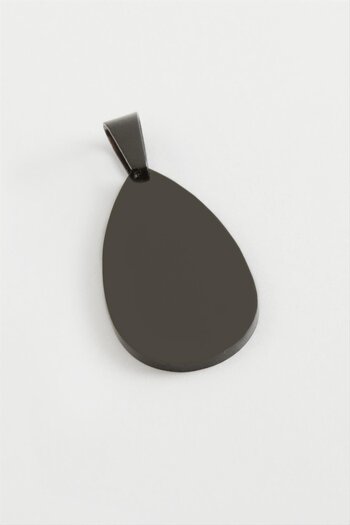 ZERO LAND Hn-Shop Oval Name Engravable Steel Pendant 4 Cm-Black