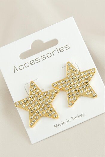 ZERO LAND Hn-Shop Star New Season Stone Earrings-Yellow