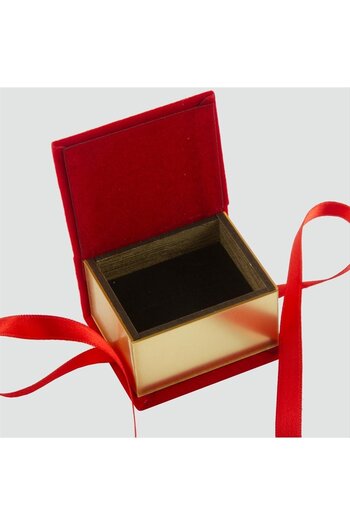 ZERO LAND Msa-Shop Ribbon Velvet Wooden Luxury Ring Box-Black