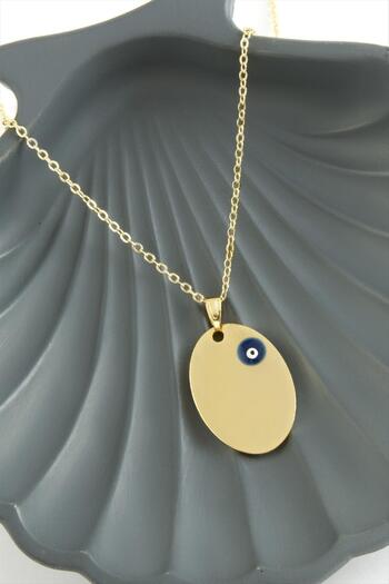 ZERO LAND Hn-Shop Oval Name Engravable Necklace-Yellow