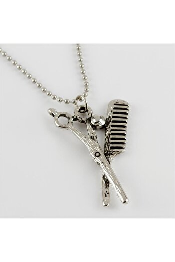 ZERO LAND Hn-Shop Comb Scissors Figured Men's Necklace-Silver Color