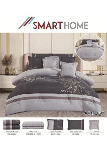 smart home Double Comforter - 8-piece embroidered Premium bedspread set made of 100% microfiber, 260x240cm