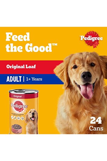 Pedigree Dog Food, Original Loaf Dog Food Wet, Pack of 24x 400g, Complete & Balanced Dog Wet Food Fo