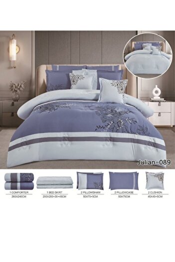 smart home Double Comforter - 8-piece embroidered Premium bedspread set made of 100% microfiber, 260x240cm