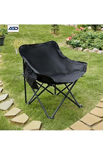 AGD Folding Chair Suitable for Camping, Beach, Fishing, Picnics, Oxford Fabric with Side Storage Poc