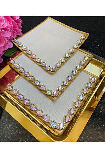 ELÇİÇEK HOME Presentation Napkin, Cocktail Napkin, Coffee Side Presentation Napkin 3 Pieces