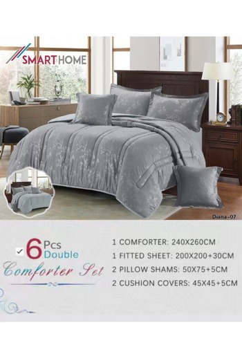smart home Summer Double - 6 Piece Premium Microfiber Comforter Set, 100% Microfiber, Reversible, 260x240cm