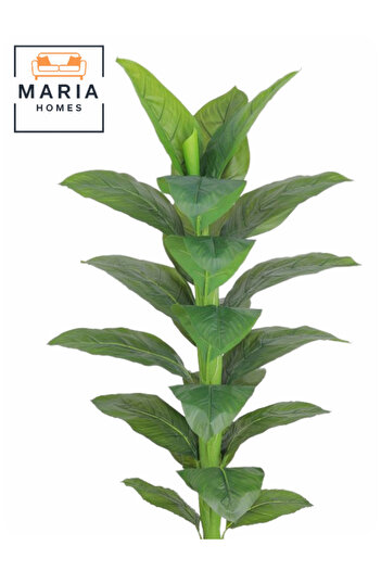 MARIA HOMES Artificial Green Leaf Tree 160 cm – Decorative Tall Plant with Modern Plastic Pot