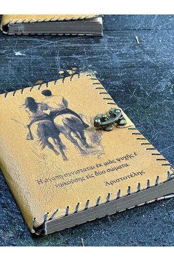 zarif atölye Aristotle Greek Love Is One Soul Living in Two Bodies Design Leather Notebook