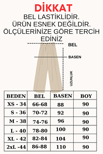 trendalisse Premium Quality Tok Fabric High Waist Pocketed Elastic Waist Beige Color Carrot Fabric Pants