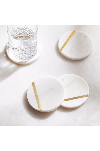 Generic Marble 4-Piece Coaster Set - 10x10 cm