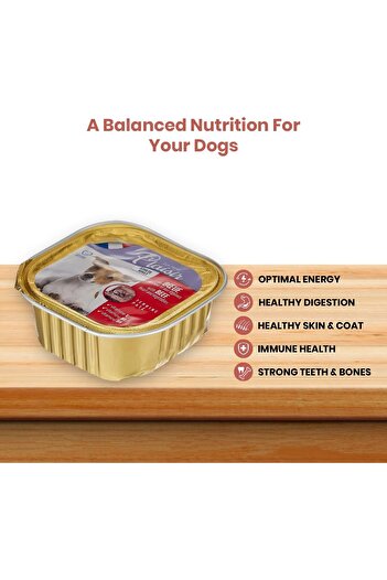 Plaisir Paté – Beef with Vegetables – 18x300g Alu Trays – Premium Wet Dog Food for Adults