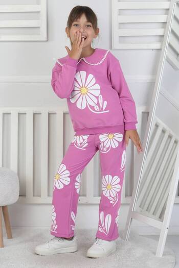 ARBİ kids Girl's Crochet Collar Daisy Patterned Suit Two-Thread Seasonal Suit