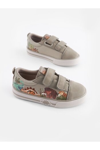 Next Baby Nex Baby Gray Dinosaur Patterned Comfortable Sole Sneaker