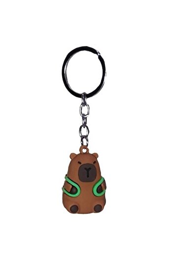 JONO TOYS Figurina breloc 3D, Capibara Maro cu Rucsac verde, 5cm