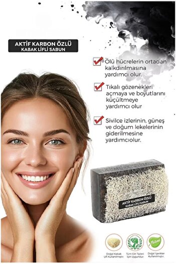 Wolawood Activated Carbon Extract Pumpkin Fiber Soap 100% Natural Special Handmade Exfoliating Skin Cleansing Soap