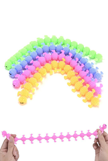 Bundeba 1Pc Caterpillar Toy Squishy Sensory Toy Stretchy Hand Exercise Soft Pool, Bathtub Toy 25 cm