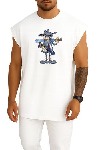 Bahriyeli Collection Oversize Man, Gangster, Mafia, Raider, Bouncer, Weapons Chest Design Tank Top