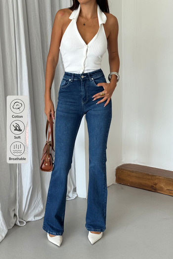 XRAY JEANS Pantaloni de damă cu talie înaltă din denim albastru