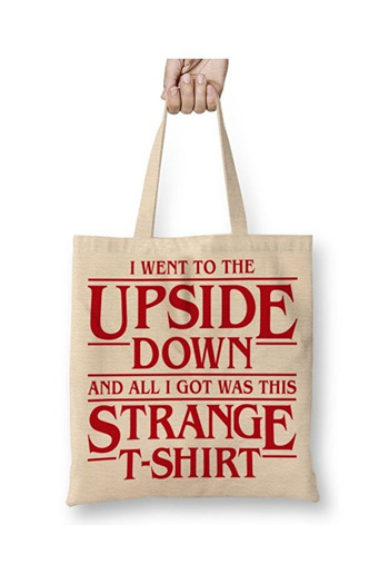 Toyaso I Went to the Upside down Stranger Things Cloth Bag Long Handle Shopping Bag Beach Bag