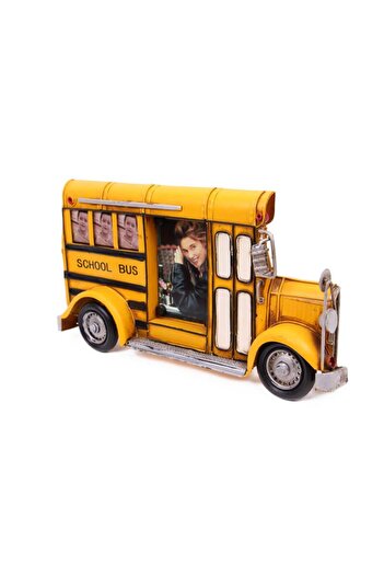 peanelife Cadou decorativ cu tematică autobuz școlar cu cadru metalic