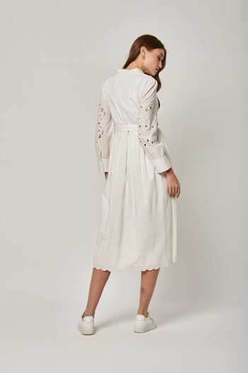 DALYDRESS Women's Midi Shirt Dress with Waist Belt