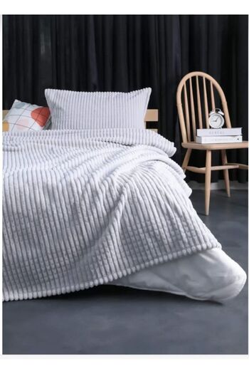 AKSU Modern Line 3 Piece Double Blanket Set Gray 50X70 2 Pillowcases