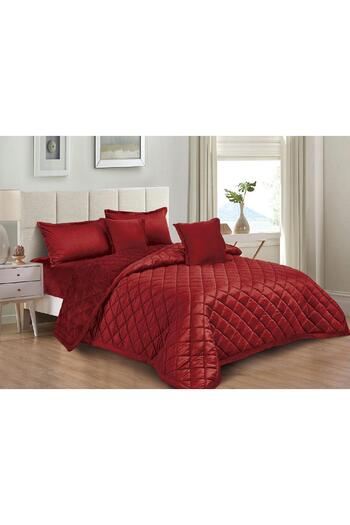 MİNG Lİ Winter comforter set for two people, two-sided system, velvet side, soft fur side, 6 pieces, light fixed filling, comforter size 230 x 250 cm
