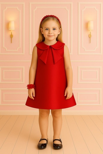 NA ADDESIGN Bow Collar Luxury Satin Children Dress -4 Color Options