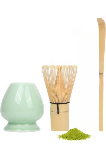 X LOT Matcha Whisk Set with Bamboo Whisk Matcha Whisk Holder Bamboo Scoop 3 Pcs Matcha Making Kit