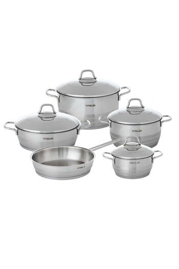 Vivaldi Stainless Steel Cookware Set with Lids, 9 Pieces