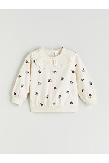 LC Waikiki Baby Collar Floral Printed Girl's Sweatshirt