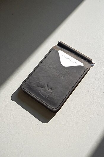MAT Deri Black Men's Wallet Genuine Leather Money Clip Vintage Card Holder