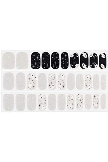DASHING DIVA Gloss Gel Nail Strips – Glow-in-the-Dark Ghost & Star Designs | 32 Wraps, Lasts 14 Days