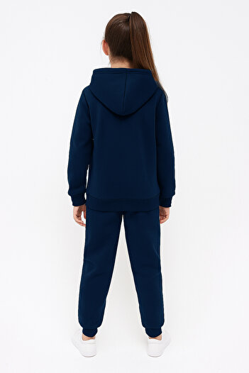 Let's Wear Lettering Kuromi Printed Children's Hooded Premium Compact Sweatshirt Tracksuit Set - 2 Piece Sports Set