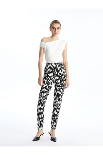 LC Waikiki Patterned Women's Trousers with Elastic Waist