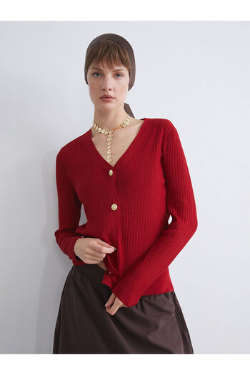 LC Waikiki New Season V-Neck Women's Knitwear Cardigan