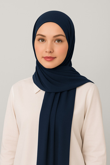 Merve Nayir Hijab Shawl Jersey Lycra Shawl Hijab Navy Blue